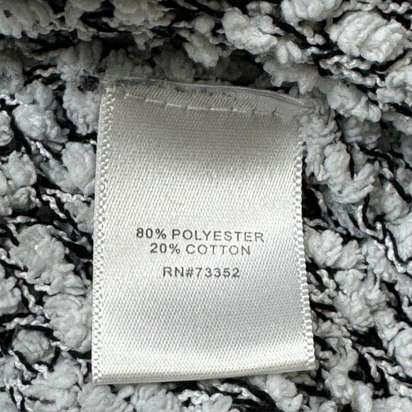 Cozy Womens Hooded Sweater Size Large Gray White Textured Knit Pullover Relaxed - Picture 7 of 14